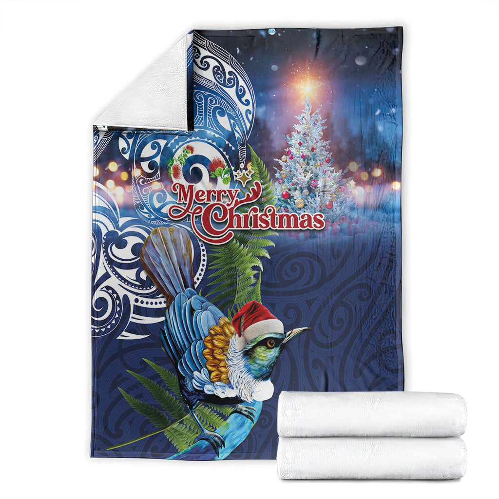 New Zealand Merry Christmas Blanket Maori Tribal Pattern with Xmas Tui Bird LT03 - Polynesian Pride