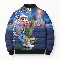 New Zealand Merry Christmas Bomber Puffer Jacket Maori Tribal Pattern with Xmas Tui Bird LT03 - Polynesian Pride