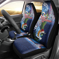 New Zealand Merry Christmas Car Seat Cover Maori Tribal Pattern with Xmas Tui Bird