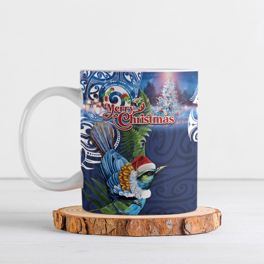 New Zealand Merry Christmas Ceramic Mug Maori Tribal Pattern with Xmas Tui Bird LT03 Multicolor - Polynesian Pride