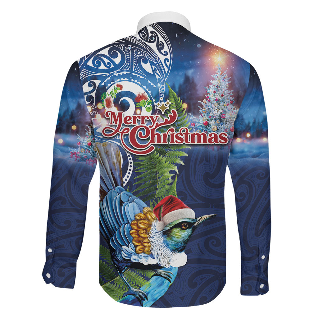 New Zealand Merry Christmas Family Matching Mermaid Dress and Hawaiian Shirt Maori Tribal Pattern with Xmas Tui Bird
