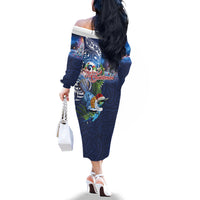 New Zealand Merry Christmas Family Matching Off The Shoulder Long Sleeve Dress and Hawaiian Shirt Maori Tribal Pattern with Xmas Tui Bird