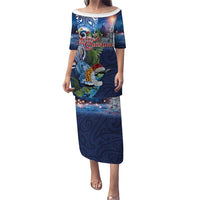 New Zealand Merry Christmas Family Matching Puletasi and Hawaiian Shirt Maori Tribal Pattern with Xmas Tui Bird
