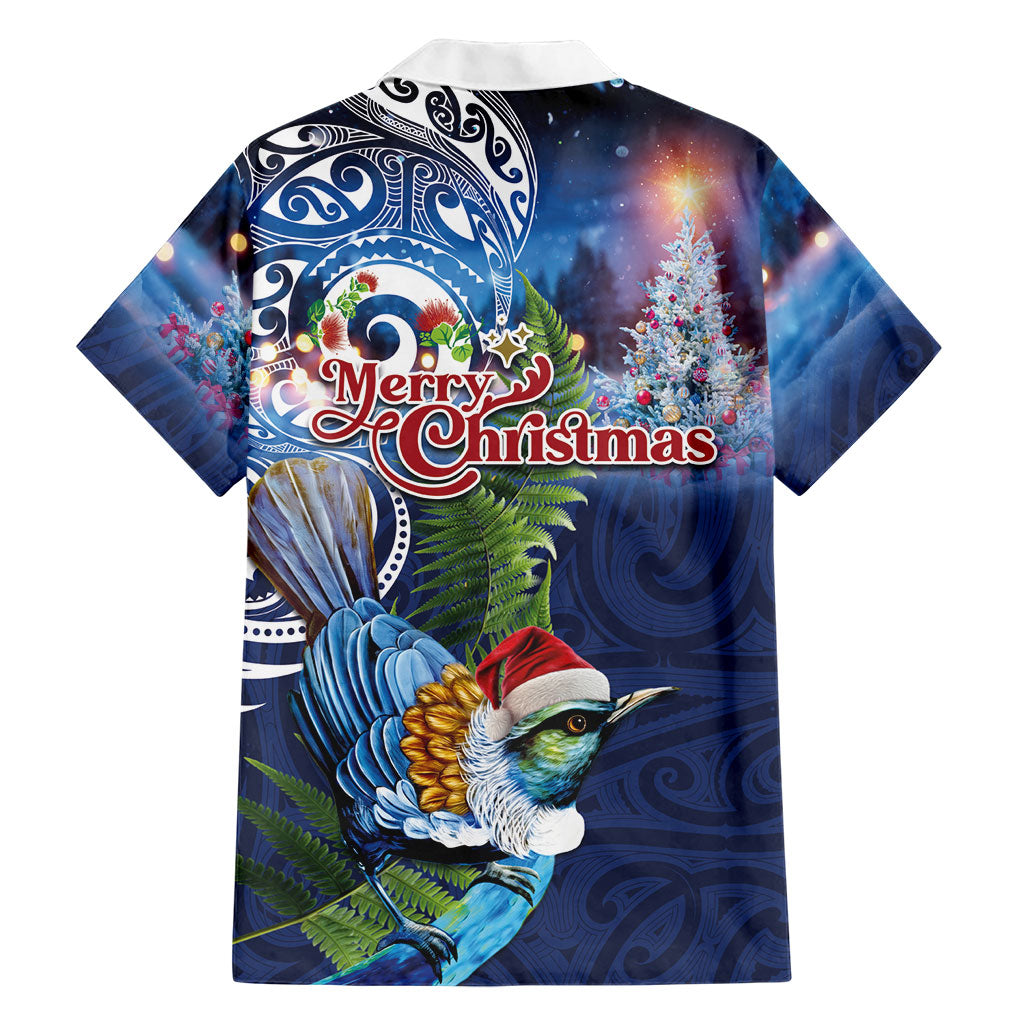 New Zealand Merry Christmas Family Matching Tank Maxi Dress and Hawaiian Shirt Maori Tribal Pattern with Xmas Tui Bird