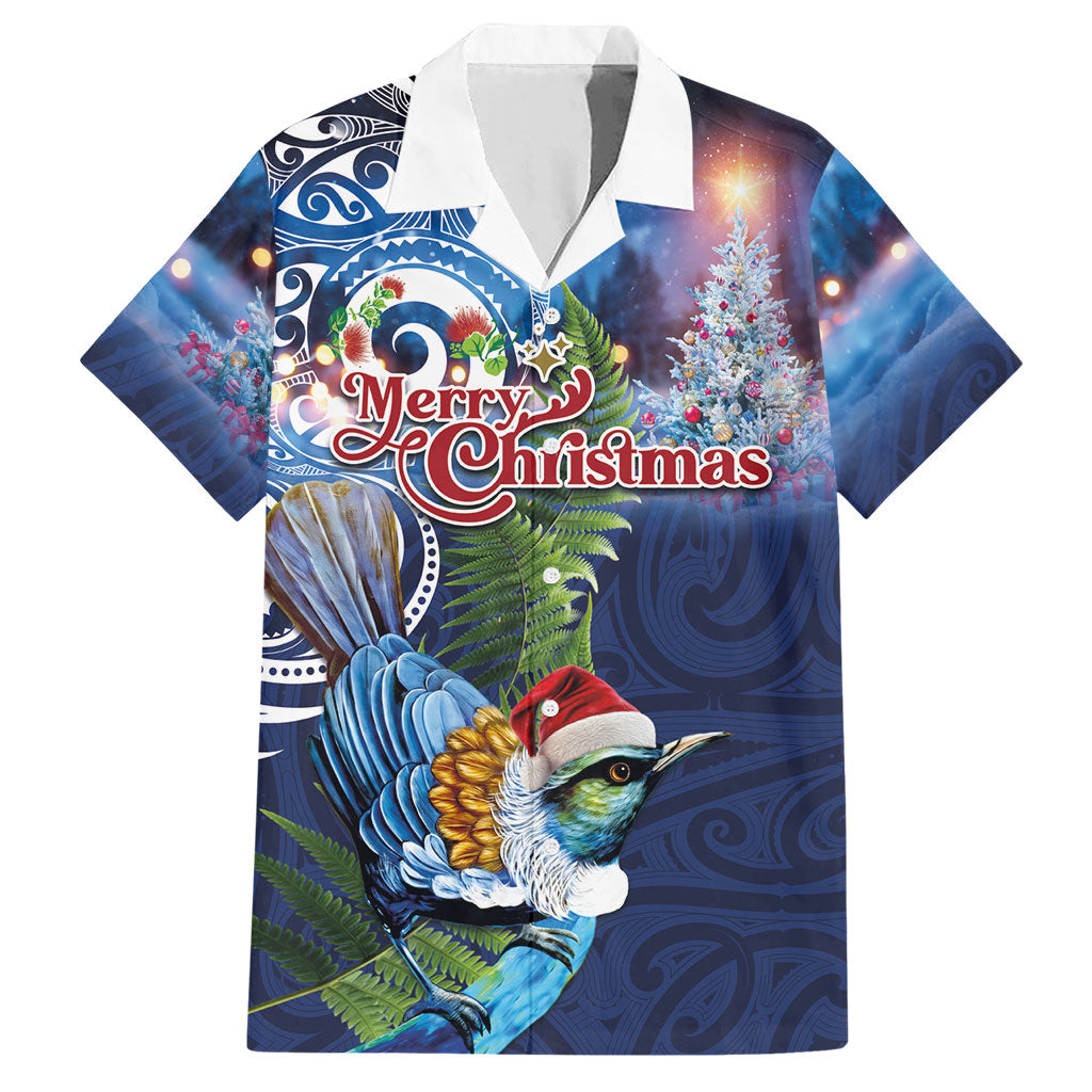 New Zealand Merry Christmas Hawaiian Shirt Maori Tribal Pattern with Xmas Tui Bird LT03 Multicolor - Polynesian Pride