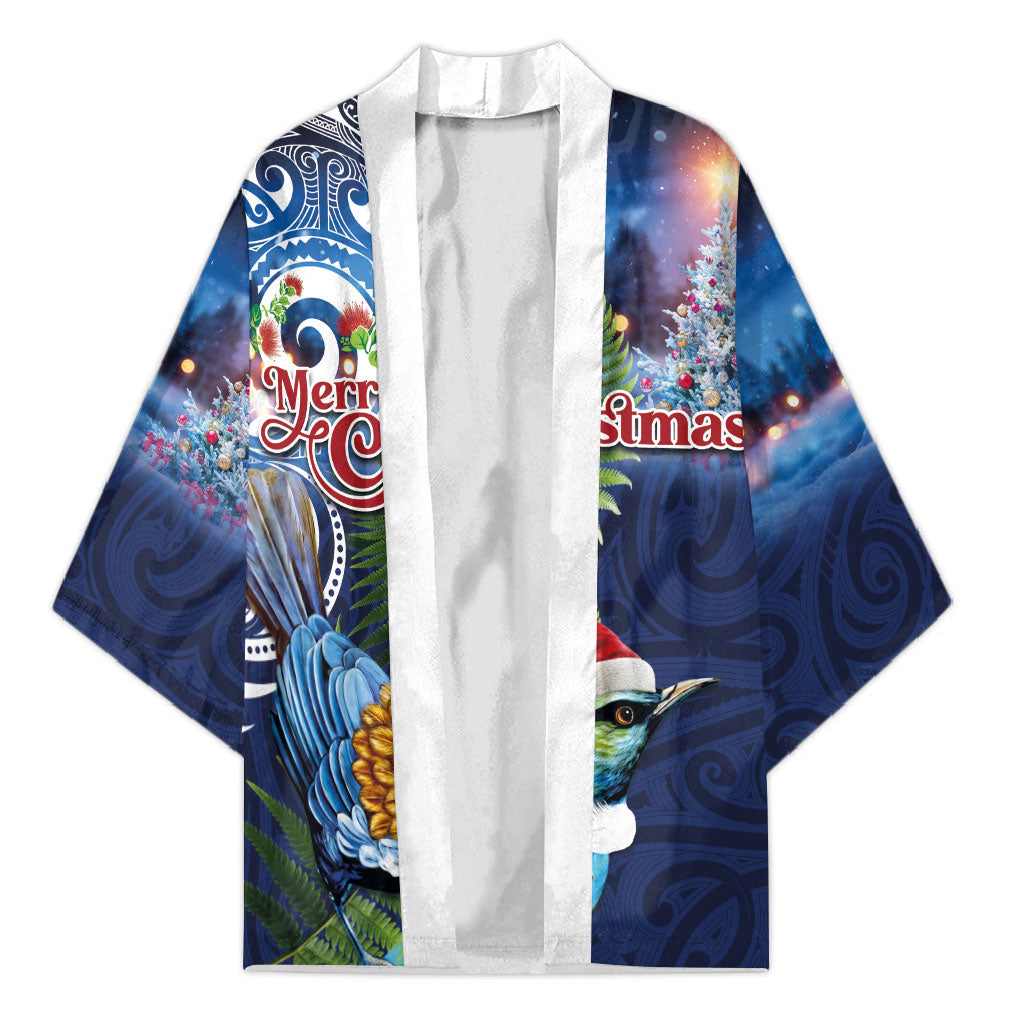 New Zealand Merry Christmas Kimono Maori Tribal Pattern with Xmas Tui Bird LT03 Unisex Multicolor - Polynesian Pride