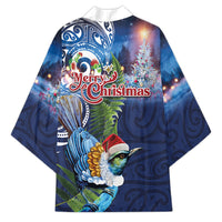 New Zealand Merry Christmas Kimono Maori Tribal Pattern with Xmas Tui Bird LT03 - Polynesian Pride