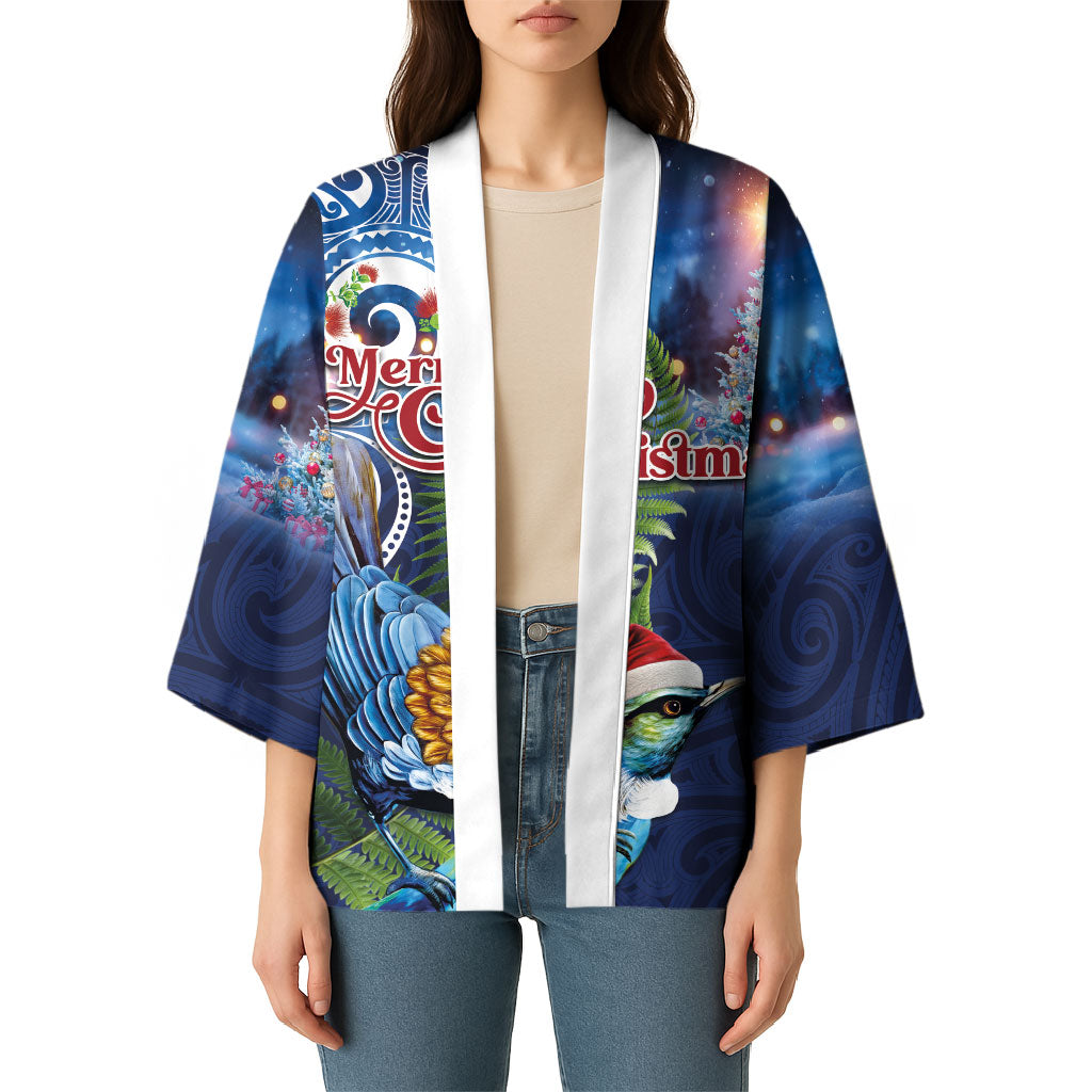 New Zealand Merry Christmas Kimono Maori Tribal Pattern with Xmas Tui Bird LT03 - Polynesian Pride