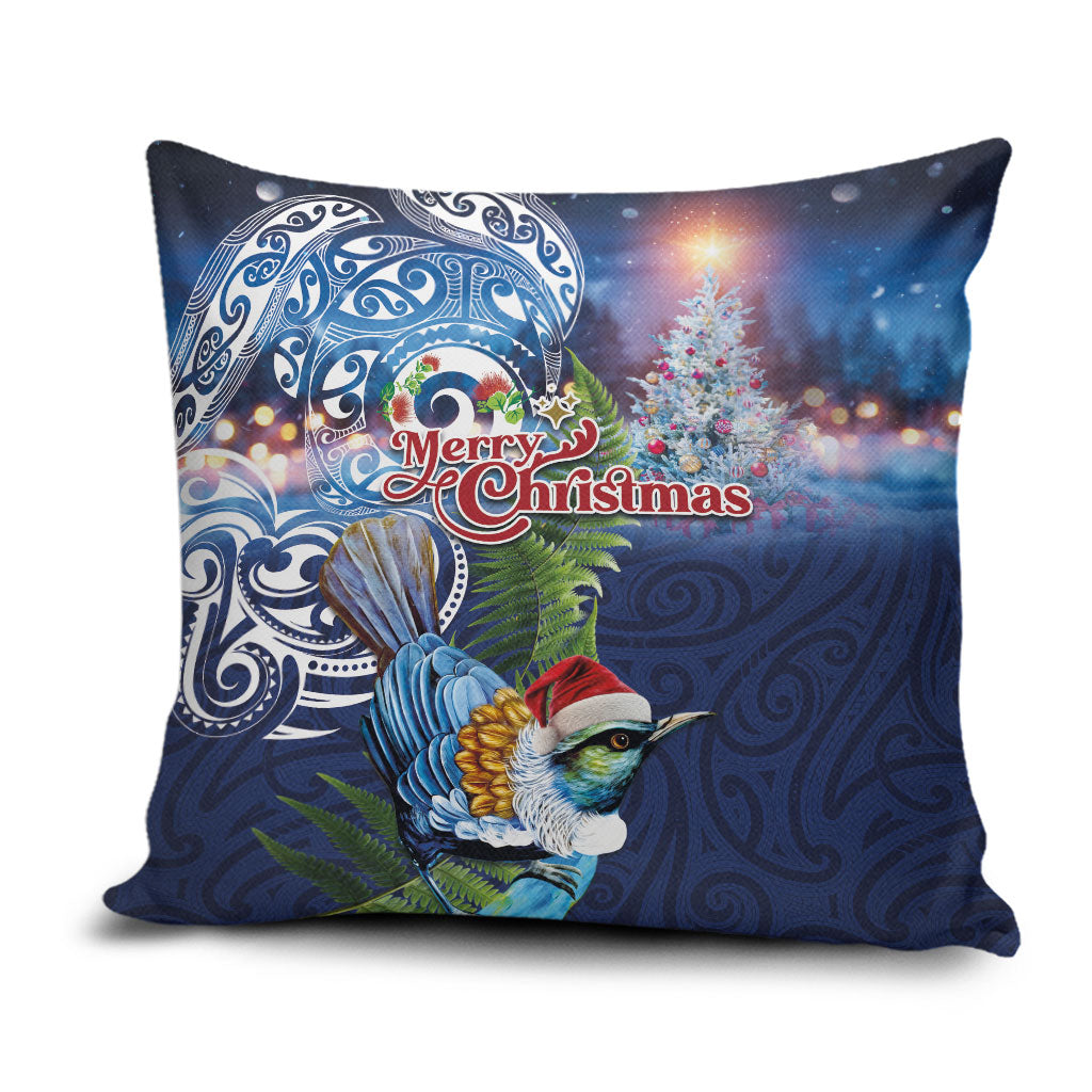 New Zealand Merry Christmas Pillow Cover Maori Tribal Pattern with Xmas Tui Bird LT03 Multicolor - Polynesian Pride