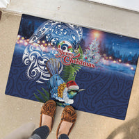 New Zealand Merry Christmas Rubber Doormat Maori Tribal Pattern with Xmas Tui Bird LT03 - Polynesian Pride