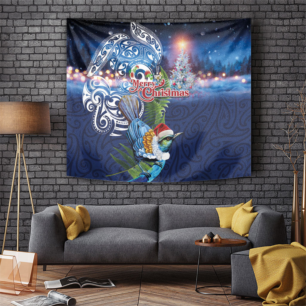New Zealand Merry Christmas Tapestry Maori Tribal Pattern with Xmas Tui Bird LT03 Multicolor - Polynesian Pride