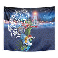 New Zealand Merry Christmas Tapestry Maori Tribal Pattern with Xmas Tui Bird LT03 - Polynesian Pride
