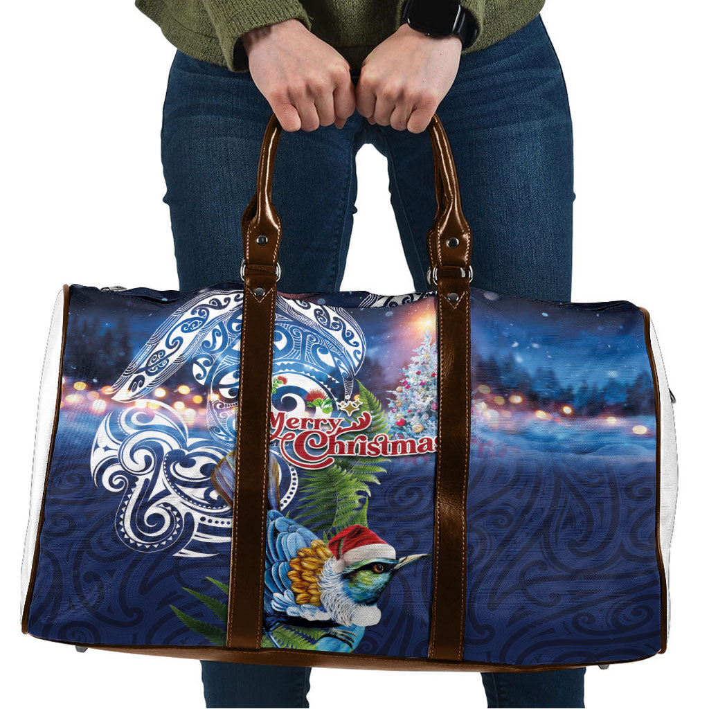 New Zealand Merry Christmas Travel Bag Maori Tribal Pattern with Xmas Tui Bird LT03 Multicolor - Polynesian Pride