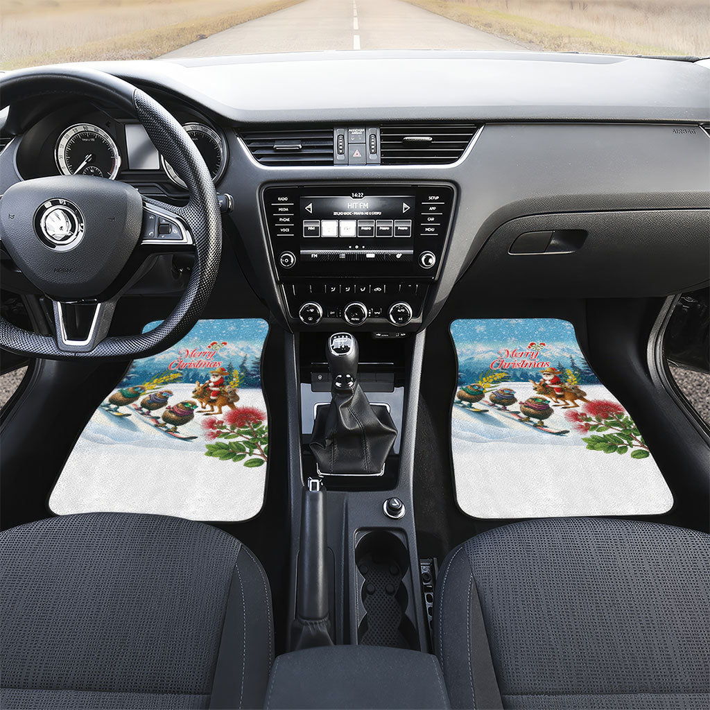 New Zealand and Australia Merry Christmas Car Mats Kiwi Birds Skiing and Koala Santa Riding Kangaroo
