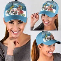 New Zealand and Australia Merry Christmas Classic Cap Kiwi Birds Skiing and Santa Riding Kangaroo with Koala