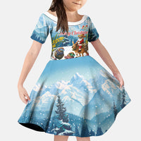 New Zealand and Australia Merry Christmas Family Matching Summer Maxi Dress and Hawaiian Shirt Kiwi Birds Skiing and Koala Santa Riding Kangaroo