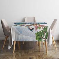 New Zealand and Australia Merry Christmas Tablecloth Kiwi Birds Skiing and Koala Santa Riding Kangaroo