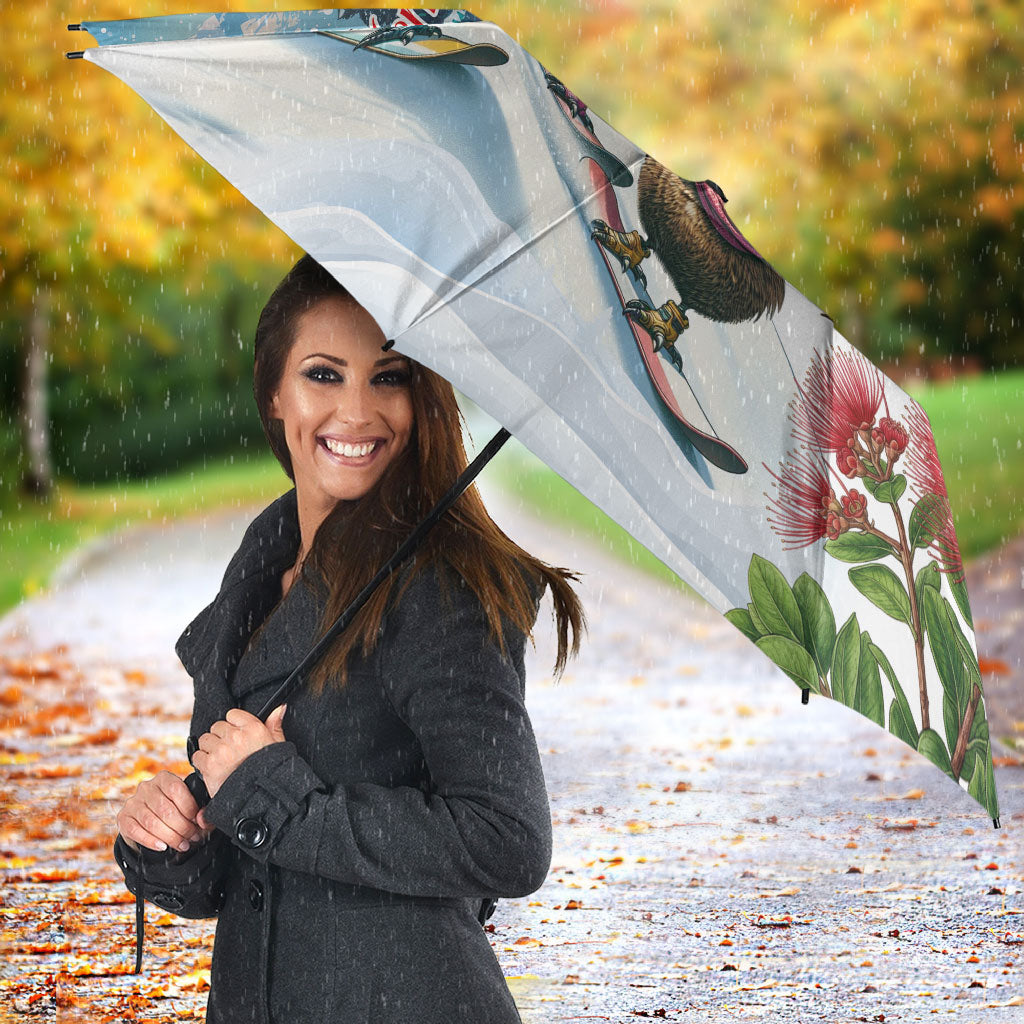 New Zealand and Australia Merry Christmas Umbrella Kiwi Birds Skiing and Koala Santa Riding Kangaroo