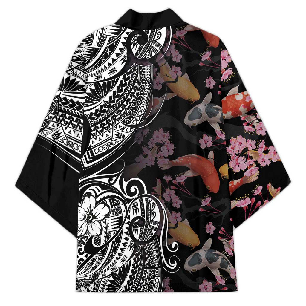 Hawaiian and Japanese Together Kimono Polynesian Triball Tattoo Koi Carps and Sakura - Polynesian Pride