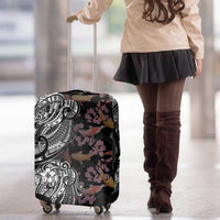 Hawaiian and Japanese Together Luggage Cover Polynesian Triball Tattoo Koi Carps and Sakura