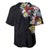 Hawaiian and Japanese Together Baseball Jersey Colorful Traditional Japanese Tattoo and Kakau Pattern Black Color