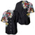 Hawaiian and Japanese Together Baseball Jersey Colorful Traditional Japanese Tattoo and Kakau Pattern Black Color