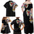 Hawaiian and Japanese Together Family Matching Off Shoulder Maxi Dress and Hawaiian Shirt Colorful Traditional Japanese Tattoo and Kakau Pattern Black Color