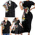 Hawaiian and Japanese Together Family Matching Short Sleeve Bodycon Dress and Hawaiian Shirt Colorful Traditional Japanese Tattoo and Kakau Pattern Black Color