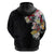 Hawaiian and Japanese Together Hoodie Colorful Traditional Japanese Tattoo and Kakau Pattern Black Color