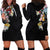 Hawaiian and Japanese Together Hoodie Dress Colorful Traditional Japanese Tattoo and Kakau Pattern Black Color