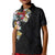 Hawaiian and Japanese Together Kid Polo Shirt Colorful Traditional Japanese Tattoo and Kakau Pattern Black Color