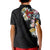 Hawaiian and Japanese Together Kid Polo Shirt Colorful Traditional Japanese Tattoo and Kakau Pattern Black Color