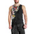 Hawaiian and Japanese Together Men Tank Top Colorful Traditional Japanese Tattoo and Kakau Pattern Black Color