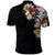 Hawaiian and Japanese Together Polo Shirt Colorful Traditional Japanese Tattoo and Kakau Pattern Black Color