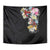 Hawaiian and Japanese Together Tapestry Colorful Traditional Japanese Tattoo and Kakau Pattern Black Color