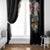 Hawaiian and Japanese Together Window Curtain Colorful Traditional Japanese Tattoo and Kakau Pattern Black Color