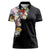 Hawaiian and Japanese Together Women Polo Shirt Colorful Traditional Japanese Tattoo and Kakau Pattern Black Color