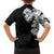 Hawaiian and Japanese Together Family Matching Long Sleeve Bodycon Dress and Hawaiian Shirt Japanese Koi Fish Tattoo and Kakau Pattern Black Color