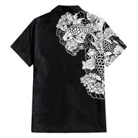 Hawaiian and Japanese Together Hawaiian Shirt Japanese Koi Fish Tattoo and Kakau Pattern Black Color
