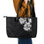 Hawaiian and Japanese Together Leather Tote Bag Japanese Koi Fish Tattoo and Kakau Pattern Black Color