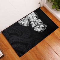 Hawaiian and Japanese Together Rubber Doormat Japanese Koi Fish Tattoo and Kakau Pattern Black Color LT03 - Polynesian Pride