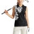 Hawaiian and Japanese Together Women Sleeveless Polo Shirt Japanese Koi Fish Tattoo and Kakau Pattern Black Color