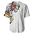 Hawaiian and Japanese Together Baseball Jersey Colorful Traditional Japanese Tattoo and Kakau Pattern White Color