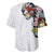 Hawaiian and Japanese Together Baseball Jersey Colorful Traditional Japanese Tattoo and Kakau Pattern White Color