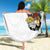 Hawaiian and Japanese Together Beach Blanket Colorful Traditional Japanese Tattoo and Kakau Pattern White Color