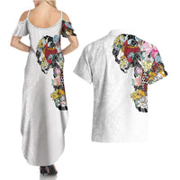 Hawaiian and Japanese Together Couples Matching Summer Maxi Dress and Hawaiian Shirt Colorful Traditional Japanese Tattoo and Kakau Pattern White Color LT03 - Polynesian Pride