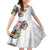 Hawaiian and Japanese Together Family Matching Off Shoulder Maxi Dress and Hawaiian Shirt Colorful Traditional Japanese Tattoo and Kakau Pattern White Color
