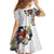 Hawaiian and Japanese Together Family Matching Off Shoulder Short Dress and Hawaiian Shirt Colorful Traditional Japanese Tattoo and Kakau Pattern White Color