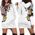 Hawaiian and Japanese Together Hoodie Dress Colorful Traditional Japanese Tattoo and Kakau Pattern White Color