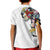 Hawaiian and Japanese Together Kid Polo Shirt Colorful Traditional Japanese Tattoo and Kakau Pattern White Color